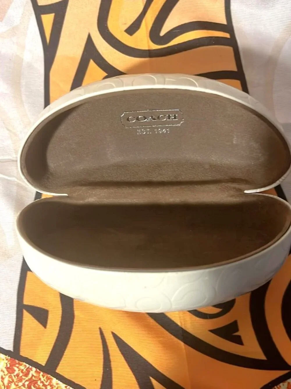 Coach Embossed White Hard Shell Eyeglass Case